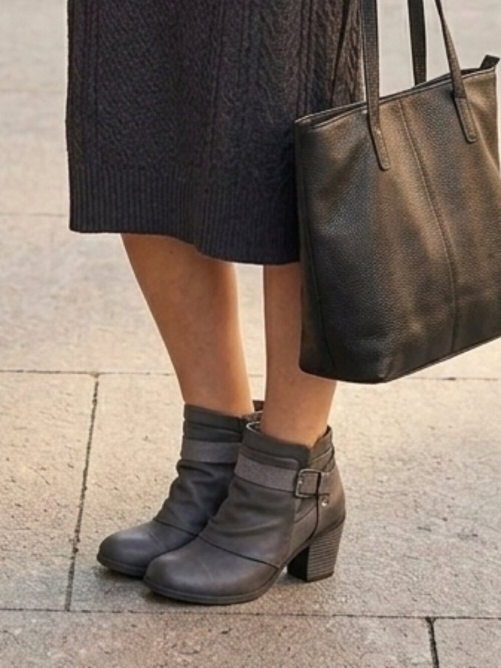 Blowfish Malibu Gray Buckle Ankle Booties with Decorative Steampunk Flap